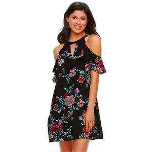 NEW Juniors' Candie's Cold-Shoulder High-Neck Swing Dress